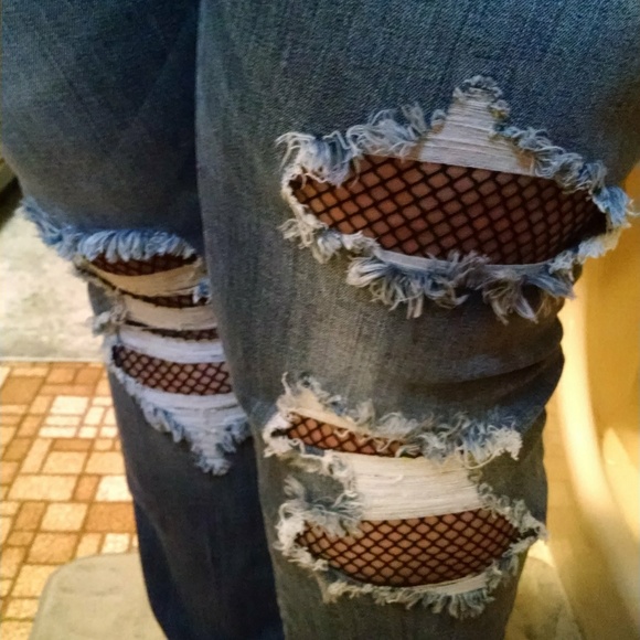 SOLD 🛍️🛍️🛍️ Plus jeans with fishnet - Picture 4 of 4